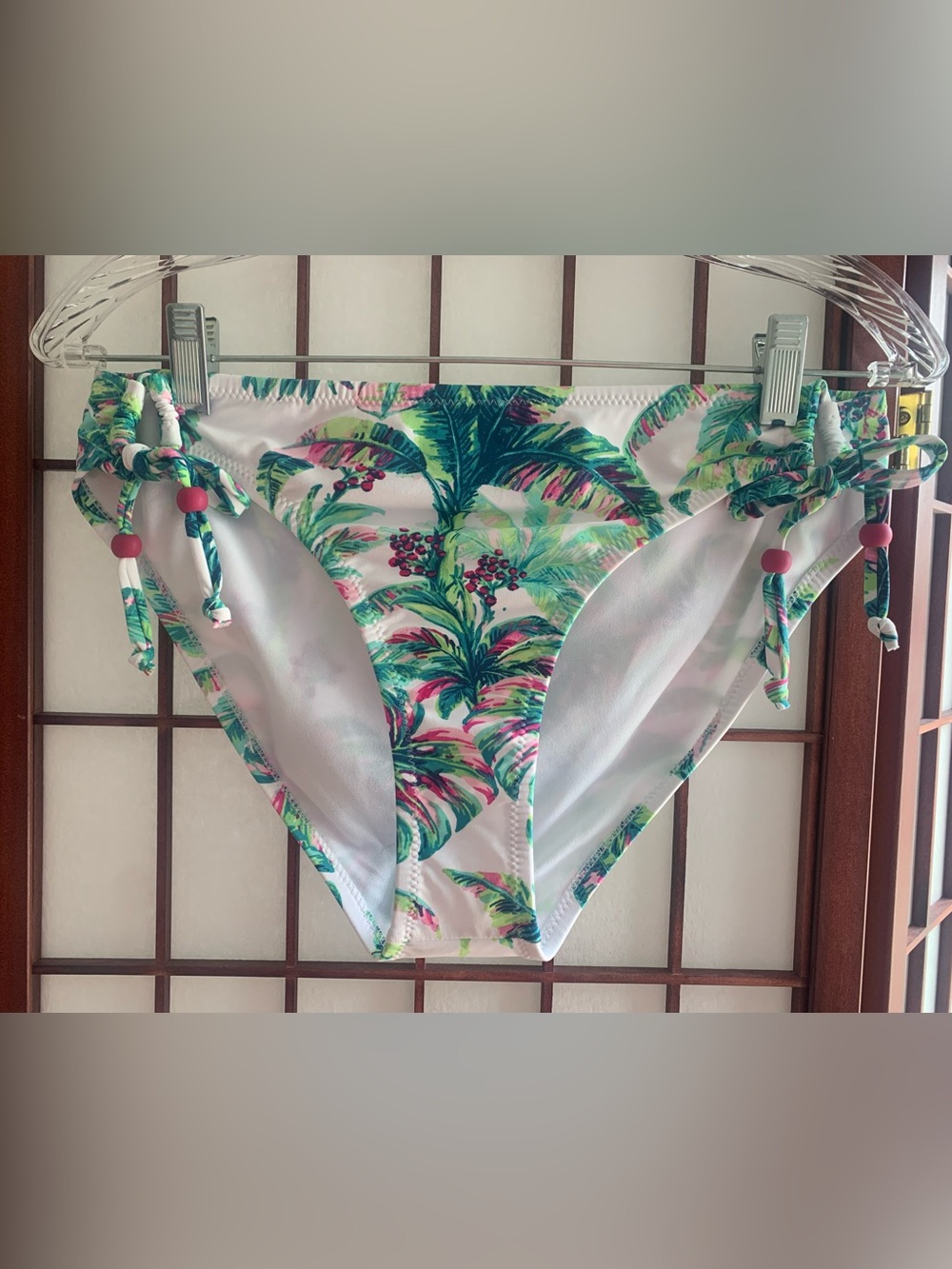 NWT Jessica Simpson Pink/Green Leaf Multi-Color Bikini Bottoms in Size XL